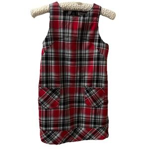 VTG Y2K Girls Plaid Jumper Dress Red Black Gray L (10-12) Heritage Prep Holiday